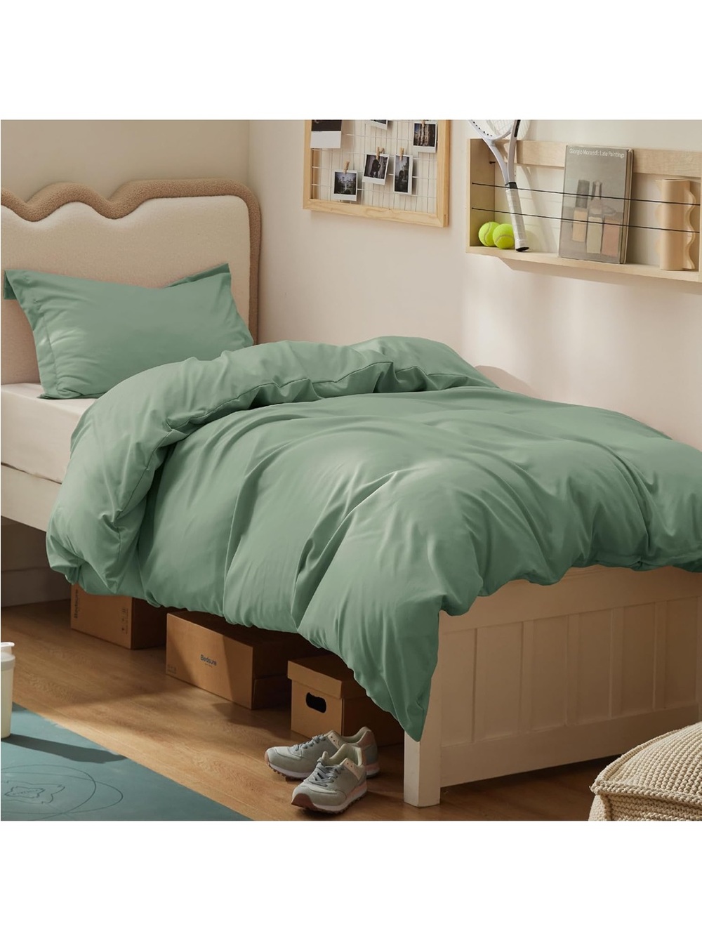 NEW Bedsure Twin/Twin XL Duvet Cover, Double Brushed Bedding Set, Sage Green